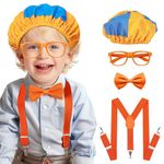 Calevoit Costume Roleplay and Costume for Kids and Troddlers,Orange BowTie,Suspenders,Hat,Glasses (Children)