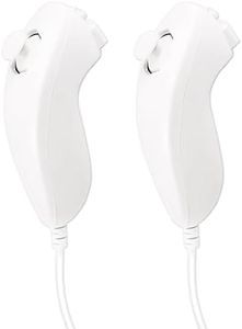 JINHEZO Nunchuck Controller Joystick Gamepad Replacement for wii Nunchuck Controller, Compatible with Nintendo Wii & Wii U Video Game Gamepads White Pack of 2