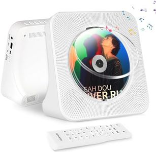 Bluetooth CD Player with Built in HiFi Speakers, Desktop Music Player for Home, Support AUX, USB, FM Radio, Timer, Remote