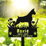 GRJIRAC Custom Metal Boxer Dog Memorial Grave Marker Sympathy Garden Stake, Personalized Flowers Boxer Dog Memorial Stake Grave Marker, Customized Boxer Dog Memorial Gifts Pet Loss Stake Headstone