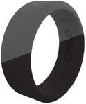 QALO Men's Rubber Silicone Ring, Classic Duo, Rubber Wedding Band, Breathable, Durable Rubber Wedding Ring for Men, 8.5mm Wide 1.9mm Thick, Black & Dark Grey, Size 11