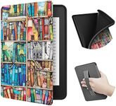 ERUNTO Case for 6.8-inch Kindle Paperwhite and Paperwhite Signature Edition, TPU Cover with Cloth Texture and Hand Belt on The Back, Magnetic Shell Cover with Smart Wake-up/Sleep Function(Bookshelf)