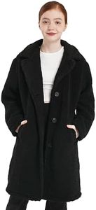 maoo garden Big Girls Sherpa Fleece Dress Coat Fall Winter Lightweight Peacoat Long Style Trench Jacket Black 9Y