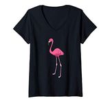 Womens Cute Flamingo Bird Pink Flamingo V-Neck T-Shirt