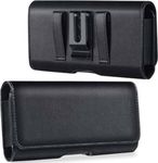 Vils Premium Leather Belt Pouch Holster Pouch with Card Slot for Upto 7 inch Mobiles Smart Phones (Large Size)- Black