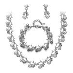 Shining Diva Fashion Latest Stylish Silver Plated Pearl Necklace Earrings Bracelet Jewellery Set for Women and Girls (sd12040s)