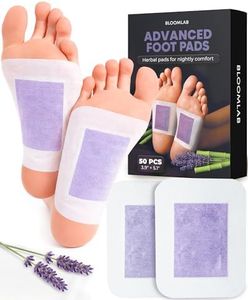 BloomLab Lavender Bamboo Vinegar Foot Pads with Ginger & Mugwort, Premium Overnight Herbal Foot Patches for Tired Feet, Warm Comfort & Fresh-Feeling Feet, 50 Count