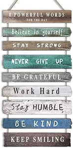 Inspirational Wall Art Decor for Office, Wooden Rustic Hanging Motivational Wall Art Decoration Sign, Inspiring Positive Quotes Wall Art for Home Living Room Bedroom Bathroom Classroom Gym 12"x24"