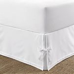 Laura Ashley Home | Corner Ties Collection | Luxury Premium Hotel Quality Bedskirt, Easy Fit, Anti Wrinkle & Fade Resistant, Stylish Design for Home Décor, Queen, White