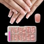 French Gel Nail Tips, ZAHRVIA Nails Tips 120Pcs Short Coffin French Press on Nails, Nude Soft Gel Fake Nails for Nail Extension Easy DIY (French-Short Coffin)