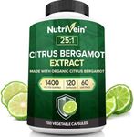 Nutrivein Organic Citrus Bergamot 1400mg - 25:1 Bergamia Extract - Natural Heart Health in Men and Women - 60 Day Supply, 120 Capsules Two Daily