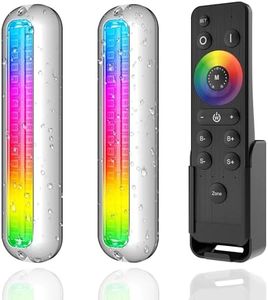 HUSUKU GT1 Underwater Boat LED Lights Marine Color Light Kit, 6.7" 2000LM RGB IP68 36LED 12V~24V 316 316 Stainless, Wireless Grouping & Control Auto Sync, Multi Color Light for Yacht Boat Deck Pontoon