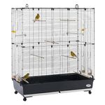 Ferplast Bird Cage Aviary PLANETA LARGE Large Cage for Birds, Canaries, Budgies, Finches, Loverbirds, Metal, Accessories Included Rotating Feeders Perches Wheels, 118 x 59 x h 135 cm.