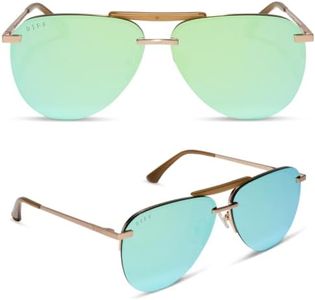 DIFF Tahoe Aviator Sunglasses, Brushed Gold + Dew Drop Mirror