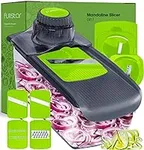 Fullstar Mandoline Slicer for Kitchen, Cheese Grater Vegetable Spiralizer and Veggie Slicer for Cooking & Meal Prep, Kitchen Gadgets Organizer & Safety Glove Included (6 in 1, Gray/Green)