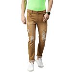 Urbano Fashion Men's Khaki Slim Fit Heavy Distressed/Torn Jeans (avdisheavy700spr-khaki-30)