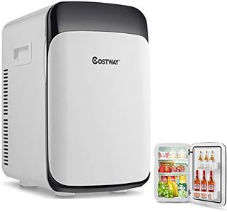 COSTWAY Mini Frigo 15L Mini Réfrigérateur 2 en 1 Fonction de Refroidissement et de Chauffage, Température -3 ℃ ~ 50 ℃, Mini frigo Portable 76 KWh/an pour Maison/Voiture (Blanc)