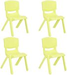 JOON 4 Pack Stackable Plastic Kids Learning Chairs, 20.8x12.5 Inches, The Perfect Chair Sets for Playrooms, Schools, Daycares and Home, Colorful Design, Lime Green