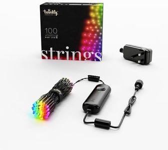 Twinkly Strings 100 LED RGB, LED Light String for Outdoor and Indoor, LED Lights Smart Multicolor, Compatible with HomeKit, Alexa and Google Home, LED Gaming, IP44, Controlled by App, Black Wire, 8m