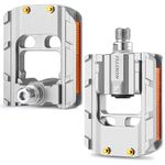 KOOTU Bike Pedals foldable anti-slip,Universal 9/16 Inch Folding Pedals with reflectors waterproof bicycle pedals for Road Bike Mountain Bike BMX folding bike Trekking bike and Spinning bike (Silver)