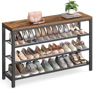 VASAGLE 4 Tier Shoe Rack, Shoe Organizer for Closet, Entryway, 16-20 Pairs of Shoes, Large Shoe Rack Organizer with 3 Metal Mesh Shelves, 11.8 x 39.4 x 28.3 Inches, Rustic Brown and Black ULBS14BX