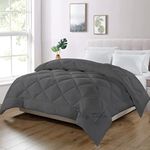 Day care - 500 GSM Diamond Stitch Premium Soft Hotel Quality-Down Alternative Comforter (90" x 90" Inches/228cm x 228cm) - Comforter for Queen Size Bed|Dark Grey