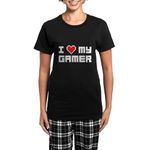 CafePress I Love My Gamer Women's Dark Pajamas Womens Novelty Cotton Pajama Set, Comfortable PJ Sleepwear