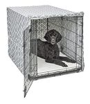 New World Dog Crate Cover Featuring Teflon Fabric Protector, Dog Crate Cover Fits New World & Midwest 48-Inch Dog Crates, Light Gray Designer Pattern