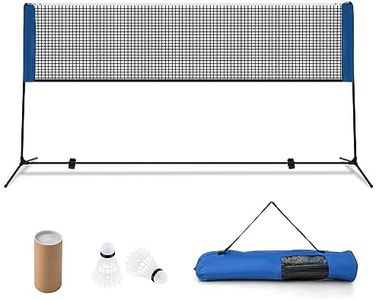 LIFEZEAL Set de Badminton Portable, Filet de Badminton avec Hauteur Réglable 89-115cm, 2 Balles de Badminton, Filet de Sport Pliable avec Sac de Transport (420x102)