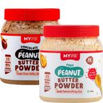 MYPB Peanut Butter Powder makes 850g Spread | 230g Pure, 230g Chocolate PBP combo | upto 54g Proteins | 100% Peanuts without Fatty Oils | No Preservative | Pack of 2 |Shake Bake| Kids, Gym, Diet