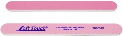 Soft Touch Nail File, Double Sided – 280/320 Grit, Light/Dark Pink, for Natural Nails, 7 Inch - 5 Piece