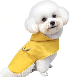 BECNBEAU Dog Raincoat Dogs Rain Jacket Reflective Lined Breathable Poncho Rainwear Waterproof Pet Clothes Pocket Hooded Leash Hole Adjustable Medium Dogs,Yellow,XXXL,Back Length 20.0 Inch