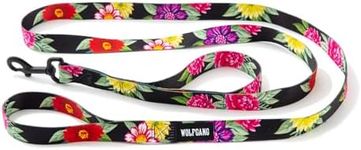 Wolfgang Premium Dog Leashes for Large Dogs Heavy Duty, Double Handle Dog Leash, Durable & Easy to Clean Nylon Dog Leash with Quick Clip Buckles, Made in USA, DarkFloral Print (1 Inch x 6 Ft)