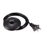 Rebower Pedal Push Button Switch Inline Latching ON/OFF Round Lamp Lighting Foot Switch (with Wire), [for Floor Lights] - 5.9ft / Black / 1Pcs