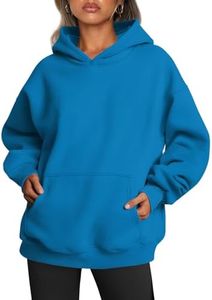 Trendy Queen Womens Oversized Hoodies Fleece Sweatshirts Long Sleeve Sweaters Pullover Fall Outfits Winter Clothes Blue L