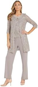 R&M Richards Women's 3pc Formal Pant Suit, Taupe, 10