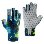 BASSDASH 3/4 Finger UPF 50+ Sun Gloves Breathable Anti-Slip Silicone Palm for Men Women Fishing Fingerless Cycling Running