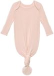 Posh Peanut Baby Knotted Gowns - Newborn Gowns For Girls, Baby Sleep Gown - Baby Girl Gowns (Sandy Blush Ribbed, 0-3 Months)