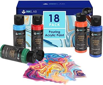 INK LAB Peinture Pouring Acrylique 18 Couleurs Kit de Peinture Coulante Liquide Prémélangée pour Toile Bois Pierre Oeuvres,60ml/Bouteille