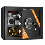 WASJOYE Safe and Lock Box, Money Cash Deposit Box, Safety Box with Digital Keypad Double Keys,Wall or Cabinet Anchoring Design for Home Office Hotel Business,31L