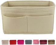 Tote Bag Purse Organizer Insert, Felt Bag Tote 2 Sizes for Speedy, Longchamp le pliage large tote insert felt purse zipper bag organizer (M Beige No Zipper-26 * 15 * 14cm)