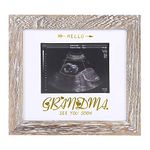 IHEIPYE Grandma Sonogram Picture Frame - Baby Announcement Gifts Grandparents Frame - Grandma Pregnancy Announcement Gift, Soon To Be Grandma Gifts, Hello Grandma See You Soon, Weathered White