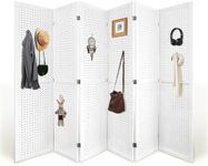 HIGREENA Room Divider 5.6FT Pegboard Display Wood Room Divider Panel 6 Panel Folding Room Divider Room Divider Screen Partition Room Dividers, White