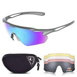 Snowledge Cycling Glasses with 5 Interchangeable Lens UV 400 Protection Polarised Sports Sunglasses for Men Women Running Climbing Fishing Driving Golfing