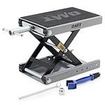 OMT Motorcycle Lift Scissor Jack, Motorcycle Jack Stand with Platform, 500kg/1100 lb. Motorcycle Lift Stand with Socket & T Handle, Heavy Duty Motorcycle Table Lift for Dirt Bike Touring Cruiser, Grey