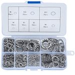 270 Pcs Starlock Washers, Internal Star Tooth Locking Washers, Stainless Steel Flat Round Quick Speed Push On Speed Clips Locking Starlock Fasteners Washers Assortment Kit, M3/M4/M5/M6/M8/M10/M12