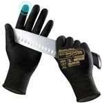 COOLJOB A3 Cut Resistant Safety Work Gloves for Men & Women, Sandy Nitrile Rubber Coated, Knife Proof HPPE and Metal Base, for Gardener, Worker, Construction, Black, 1 Pair, Small