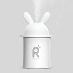 Mini Travel Cute Rabbit Air Humidifier for Bedroom, Desk, Car, 280 ml Portable Ultrasonic Cool Mist with Night Light, Whisper Quiet, Two Spraying Modes, USB Operated,Auto Shut-Off for Office, White