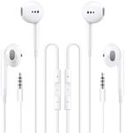 Feefuzz 2 Packs Apple Wired Headphones Earbuds with Microphone,in-Ear Earphones Volume Control[Apple MFi Certified] Compatible iPhone/ipad/Android/Computer 3.5mm Jack Devices, White, Small-6 (MX13)