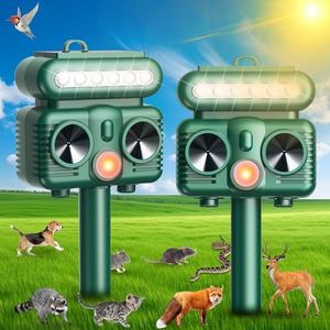2 Pack Ultrasonic Cat Repellent Outdoor, Squirrel Repellent Skunk Repellent for Yard, Waterproof Solar Animal Repellent Deterrent Motion Detection for Raccoon Deer Dog Rabbit Mouse